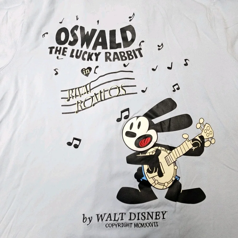 Disney Oswald The Lucky Rabbit Pajama Shirt 2X Blue Button Down Unisex